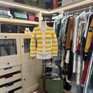 Sonia Rykiel Striped Yellow and Off-White Jacket Size 36